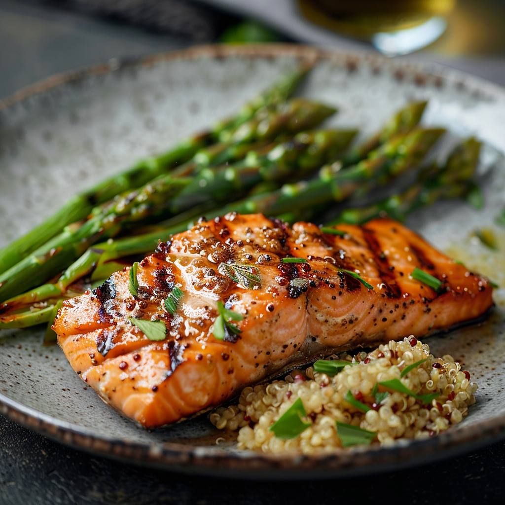 Grilled Salmon & Asparagus Plate with Quinoa