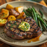 Grilled Steak with Herb Butter & Roasted Potatoes
