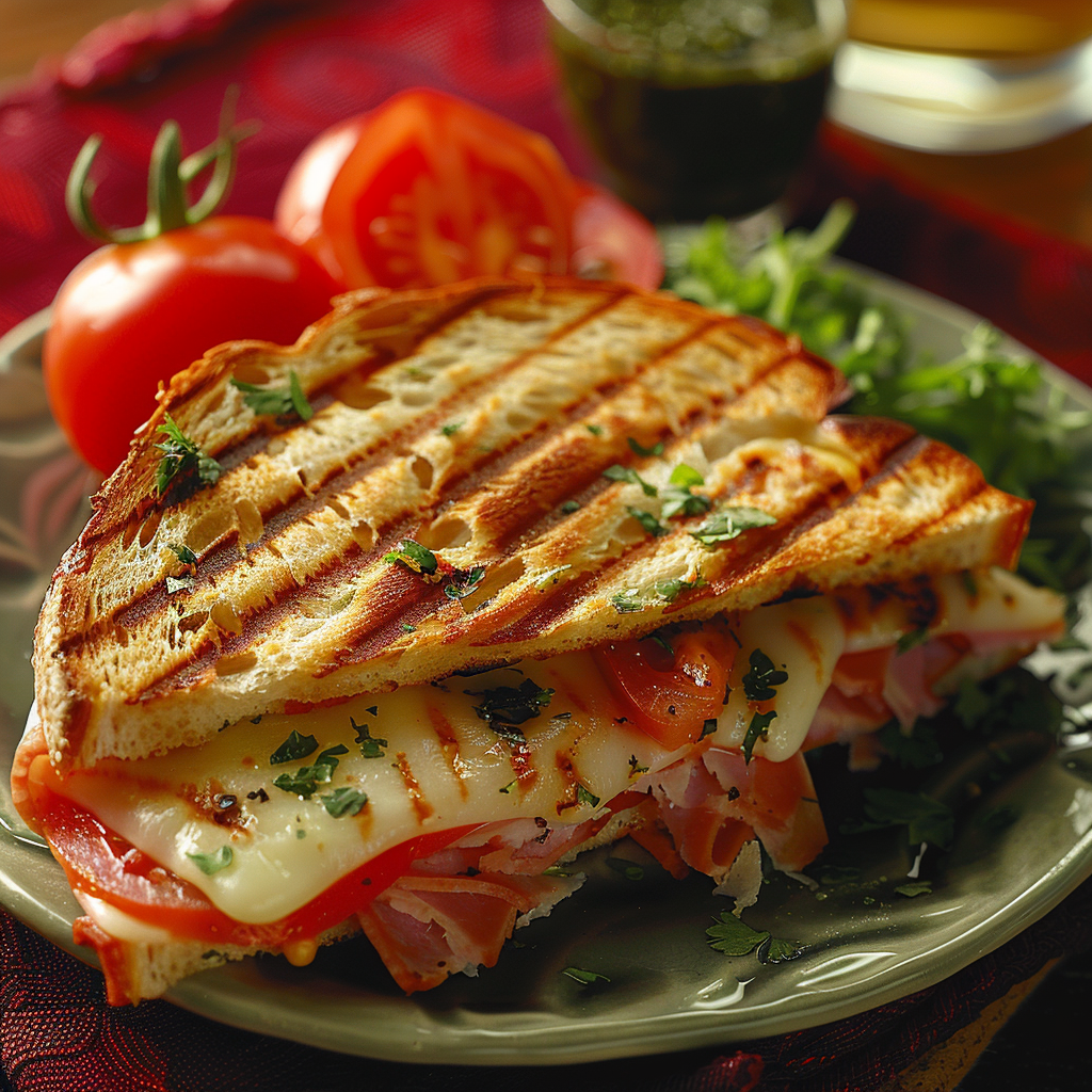 Ham & Cheese Panini with Tomato