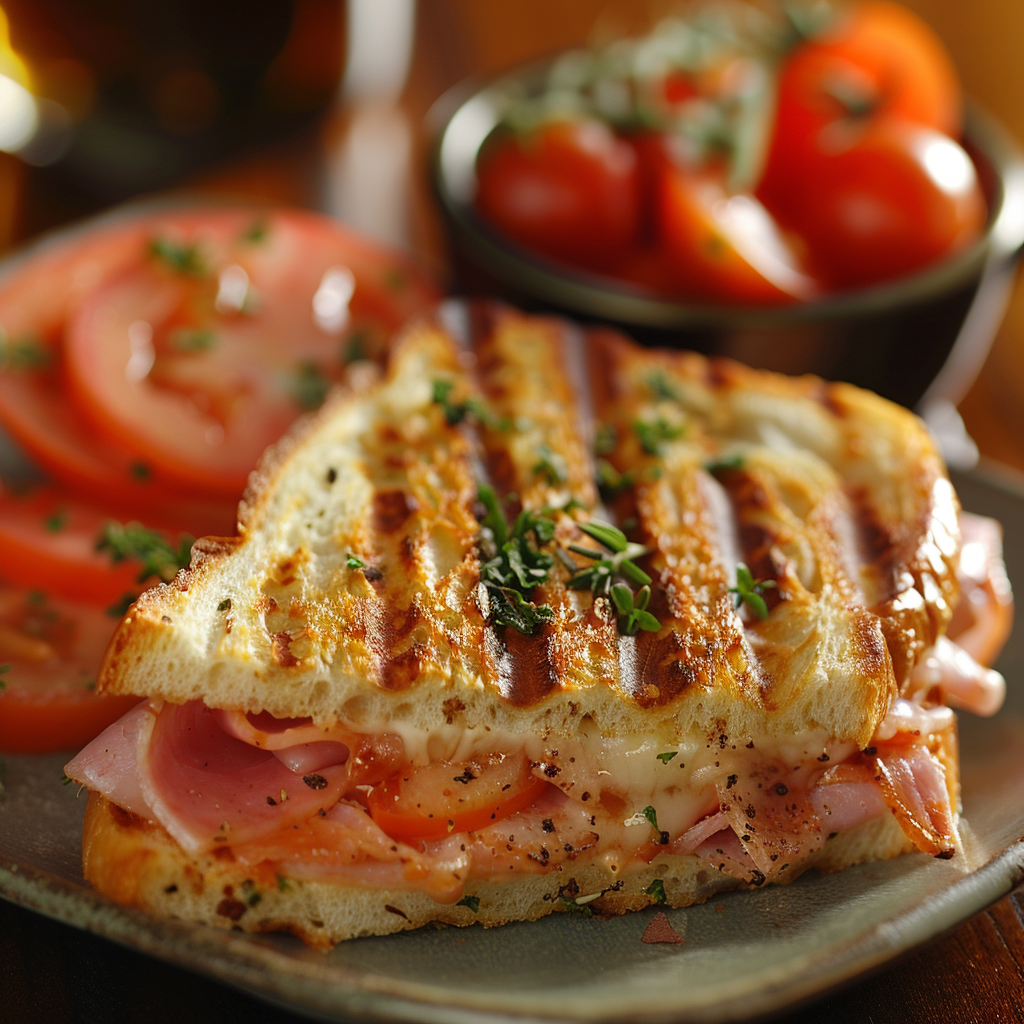 Ham & Cheese Panini with Tomato: Irresistibly Cheesy Delight 3 Ham & Cheese Panini with Tomato
