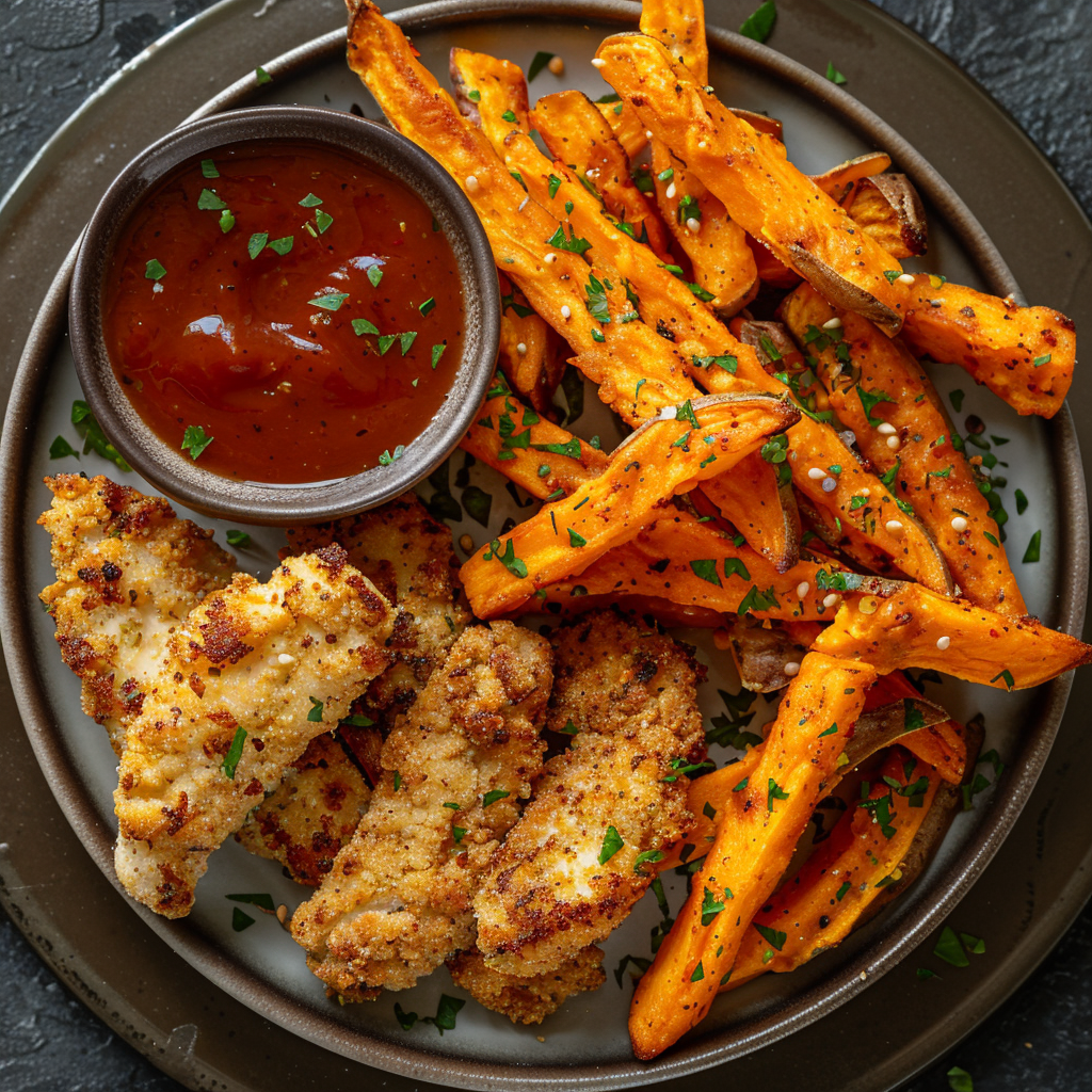 Homemade Chicken Tenders with Sweet Potato Fries: Crispy & Delicious Recipe 2 Homemade Chicken Tenders with Sweet Potato Fries