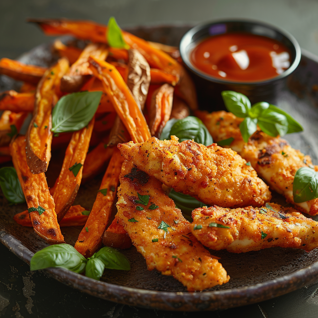Homemade Chicken Tenders with Sweet Potato Fries