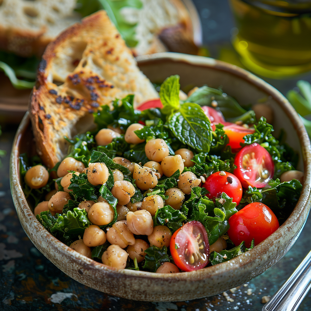 Kale & Chickpea Power Salad with Lemon Vinaigrette