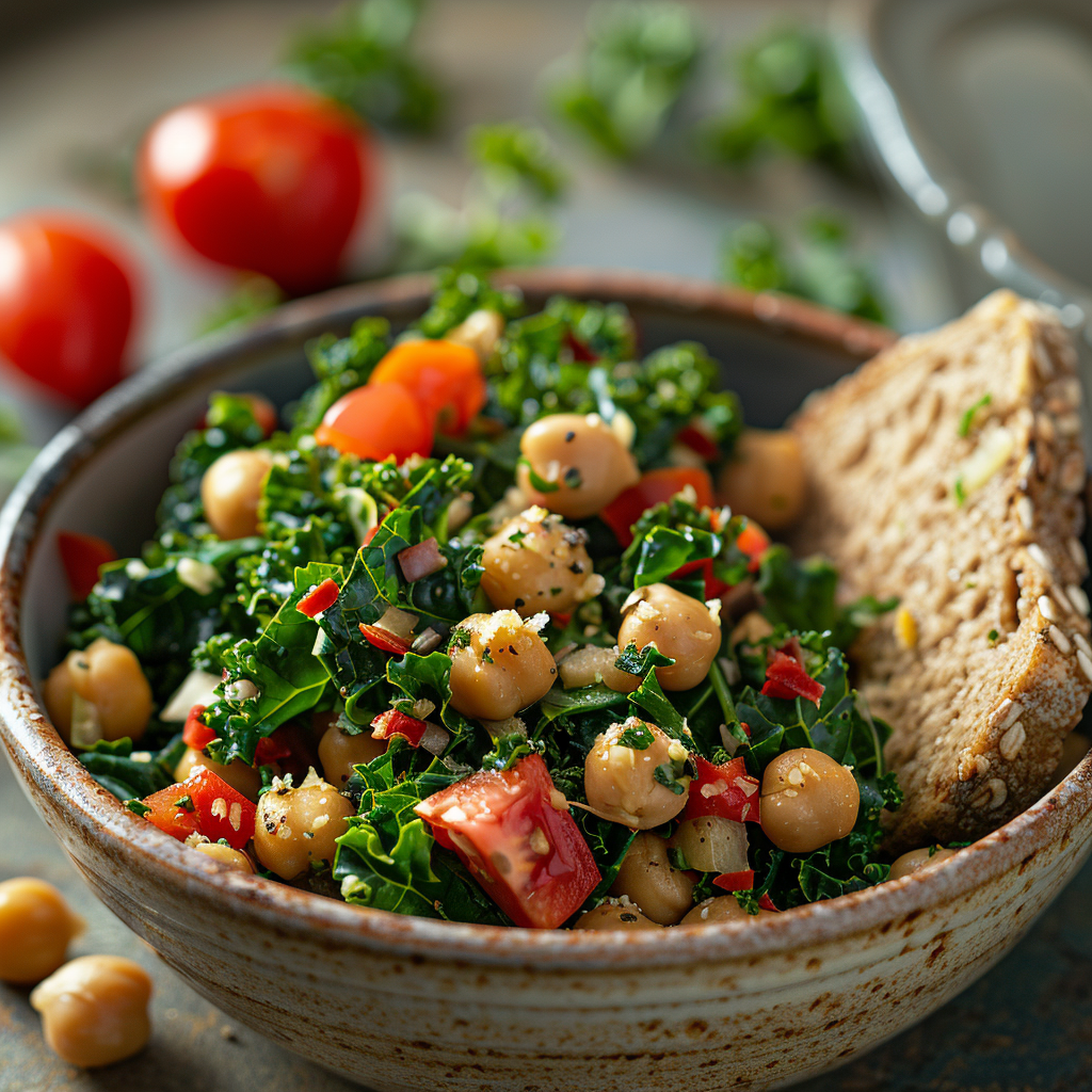 Kale & Chickpea Power Salad with Lemon Vinaigrette: Energize Your Day! 2 Kale & Chickpea Power Salad with Lemon Vinaigrette