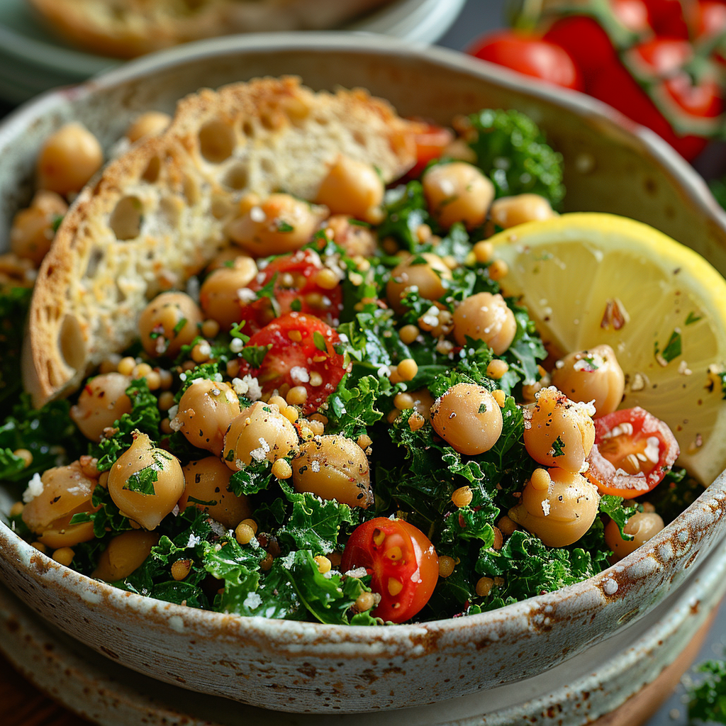 Kale & Chickpea Power Salad with Lemon Vinaigrette: Energize Your Day! 3 Kale & Chickpea Power Salad with Lemon Vinaigrette