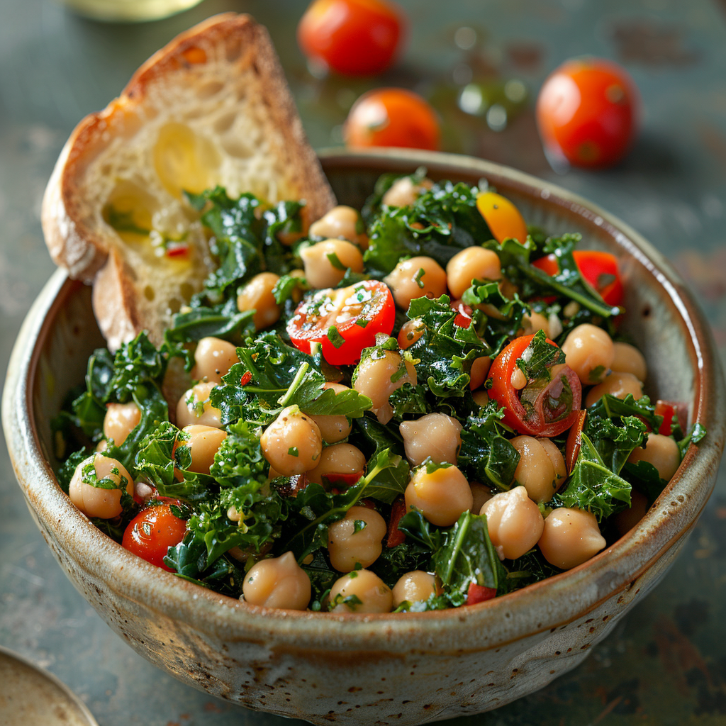 Kale & Chickpea Power Salad with Lemon Vinaigrette