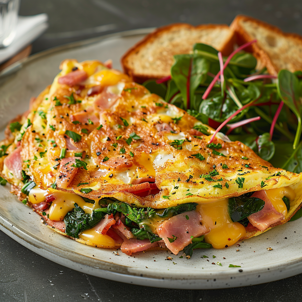 Lean Ham & Cheese Omelette with Spinach: Quick & Delicious Recipe 2 Lean Ham & Cheese Omelette with Spinach