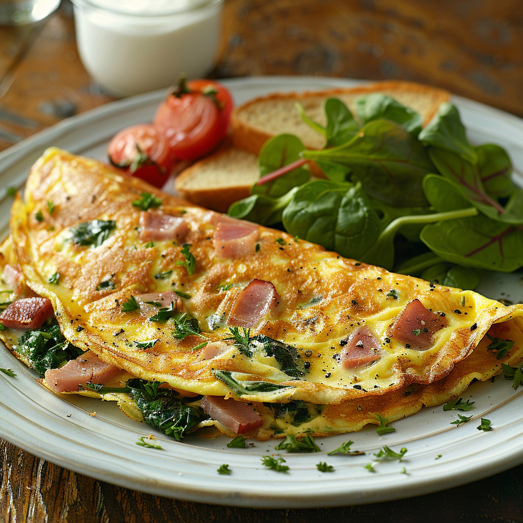 Lean Ham & Cheese Omelette with Spinach: Quick & Delicious Recipe 3 Lean Ham & Cheese Omelette with Spinach
