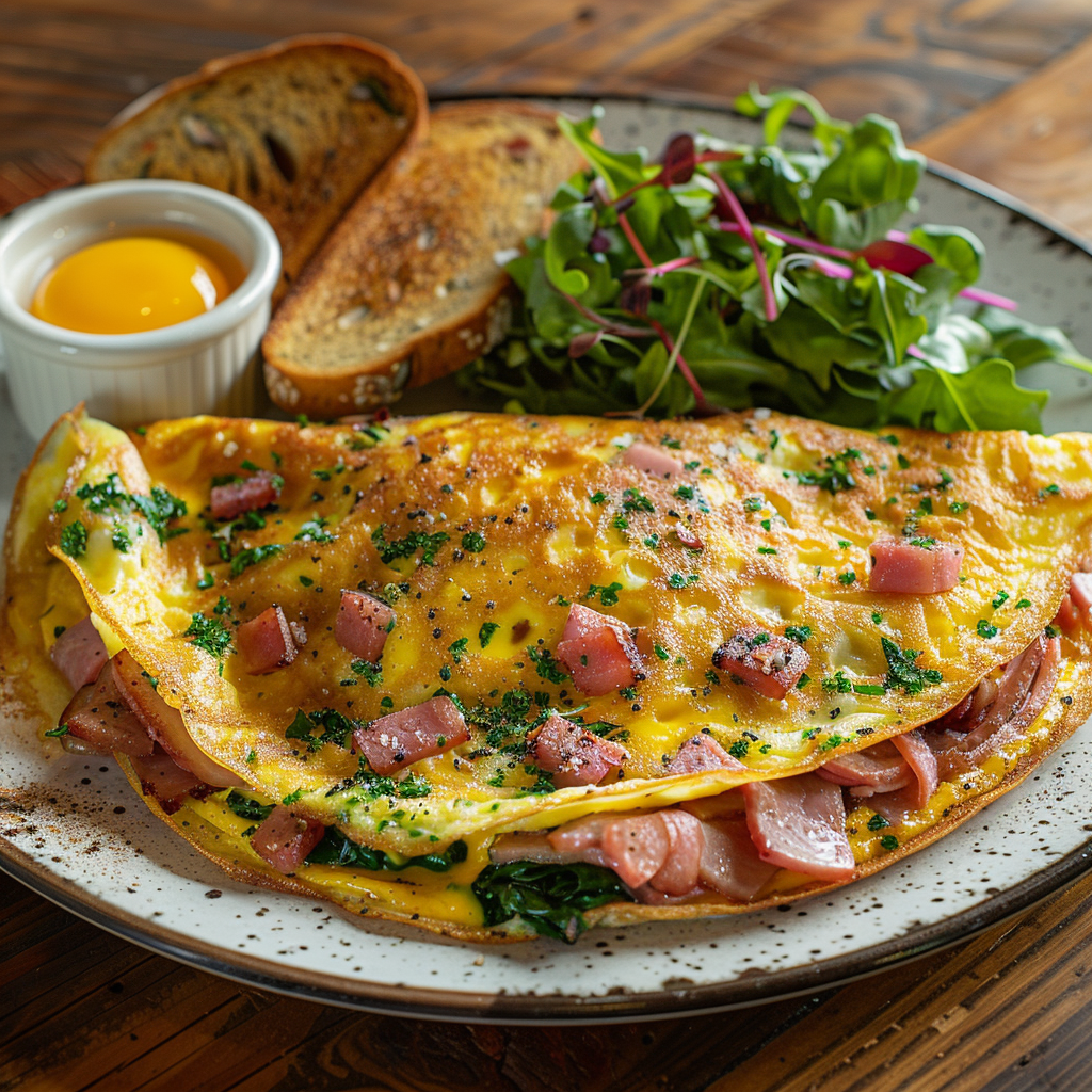 Lean Ham & Cheese Omelette with Spinach