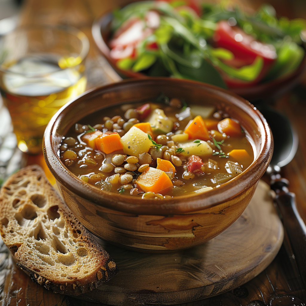 Lentil Soup with Root Vegetables (Low Fat): Healthy & Hearty Delight 2 Lentil Soup with Root Vegetables (Low Fat)