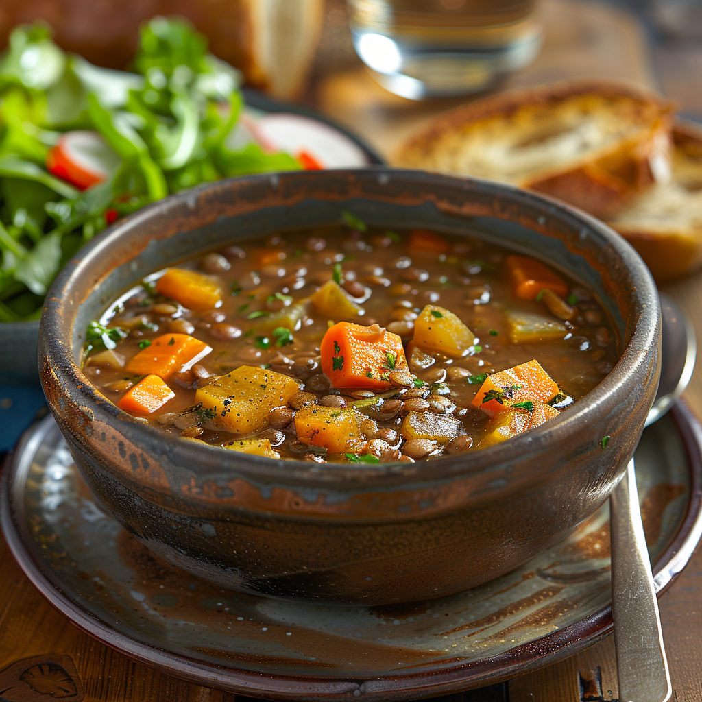 Lentil Soup with Root Vegetables (Low Fat): Healthy & Hearty Delight 4 Lentil Soup with Root Vegetables (Low Fat)