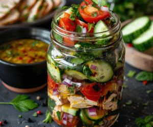 Mason Jar Greek Chicken Salads for the Week: Quick & Healthy Meal Prep Solution
