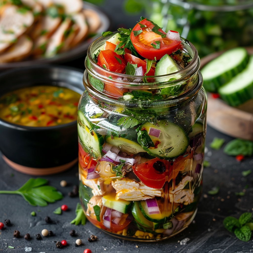 Mason Jar Greek Chicken Salads for the Week