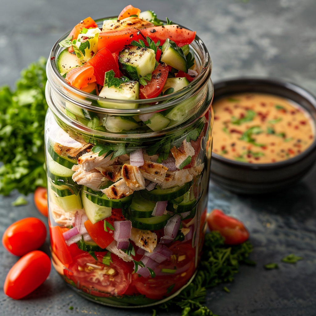 Mason Jar Greek Chicken Salads for the Week: Quick & Healthy Meal Prep Solution 3 Mason Jar Greek Chicken Salads for the Week