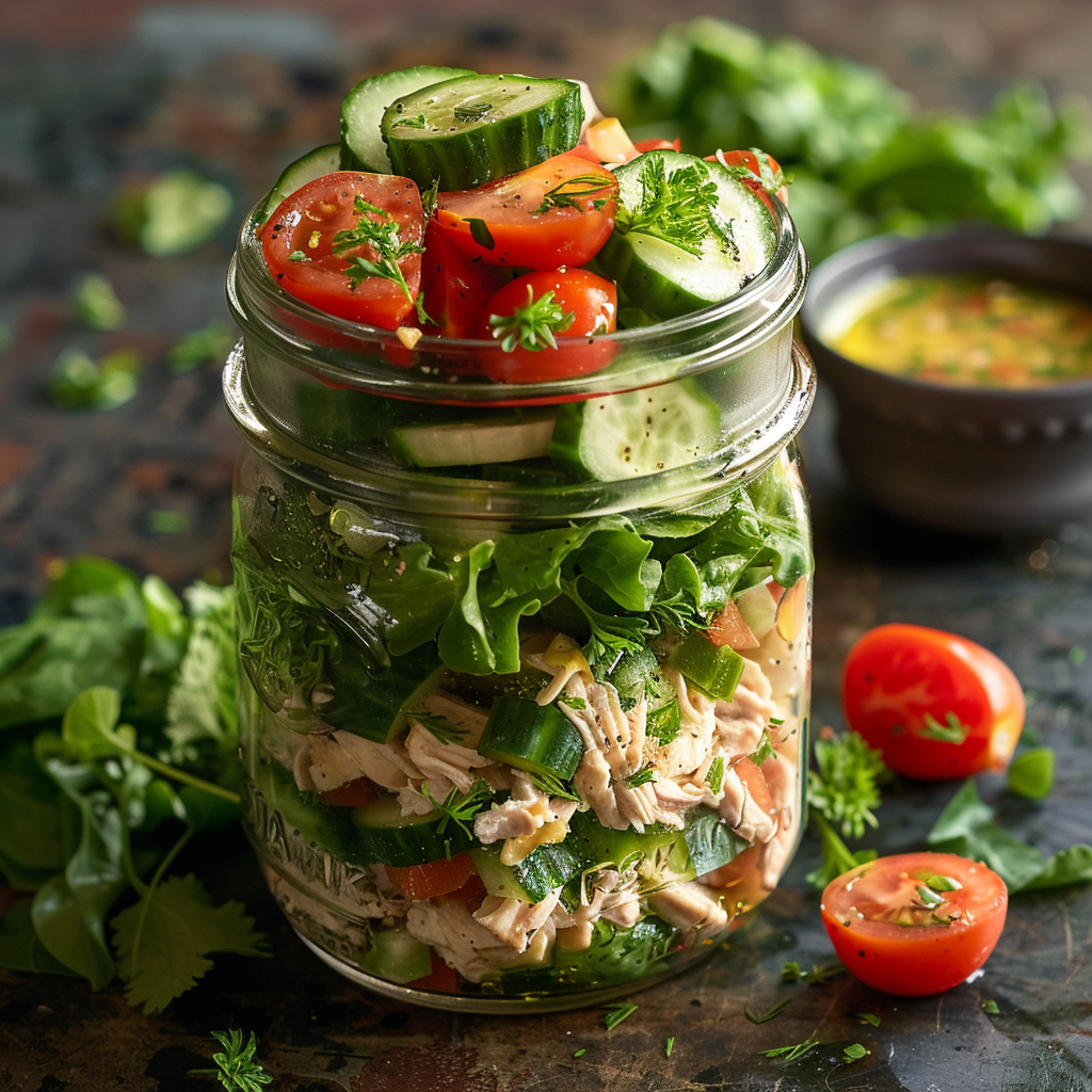 Mason Jar Greek Chicken Salads for the Week