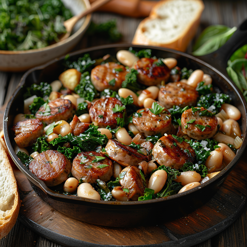 One-Pan Sausage & Kale & White Beans: Quick & Delicious Dinner Solution 2 One-Pan Sausage & Kale & White Beans