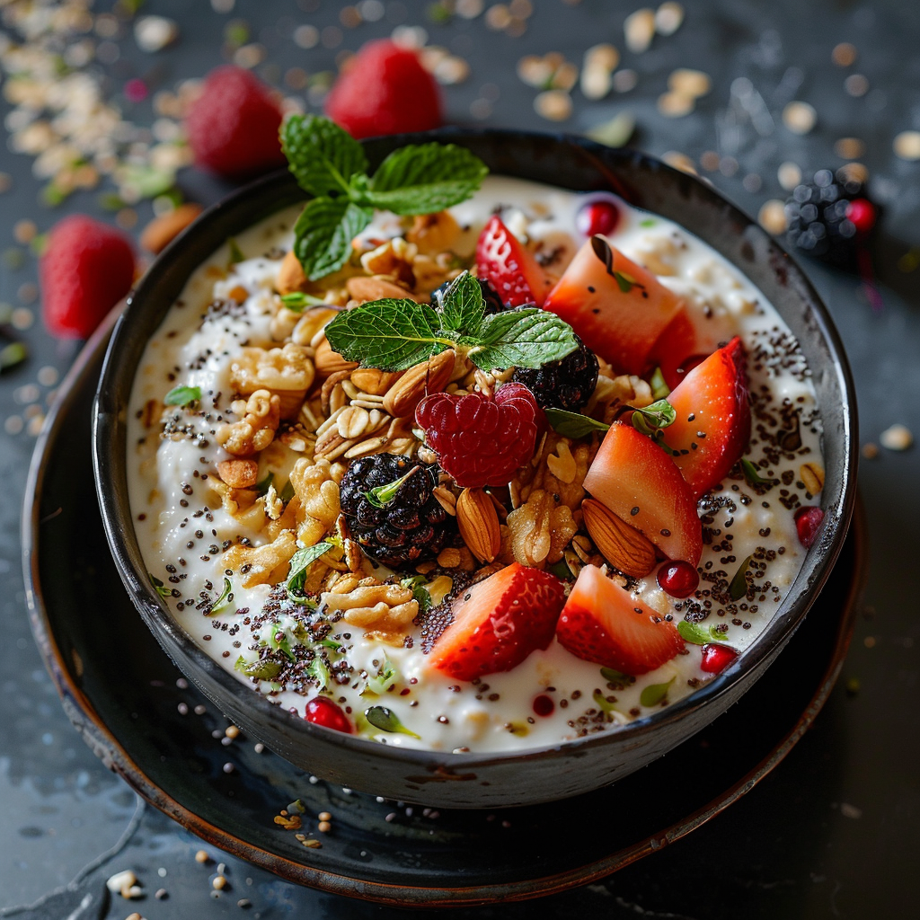Overnight Oats Lunch Bowls with Yogurt & Fruit