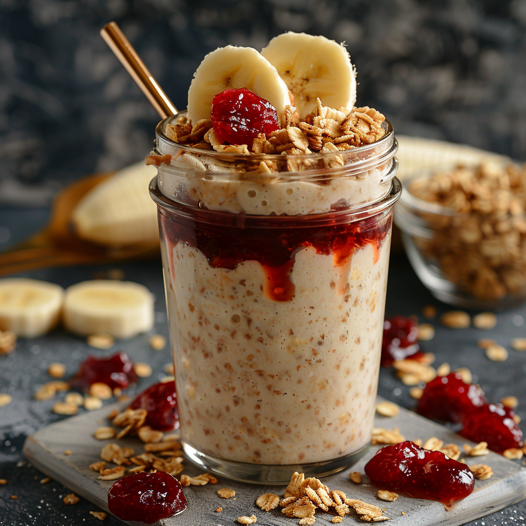 Peanut Butter & Jelly Overnight Oats: Deliciously Easy Breakfast Idea 5 Peanut Butter & Jelly Overnight Oats