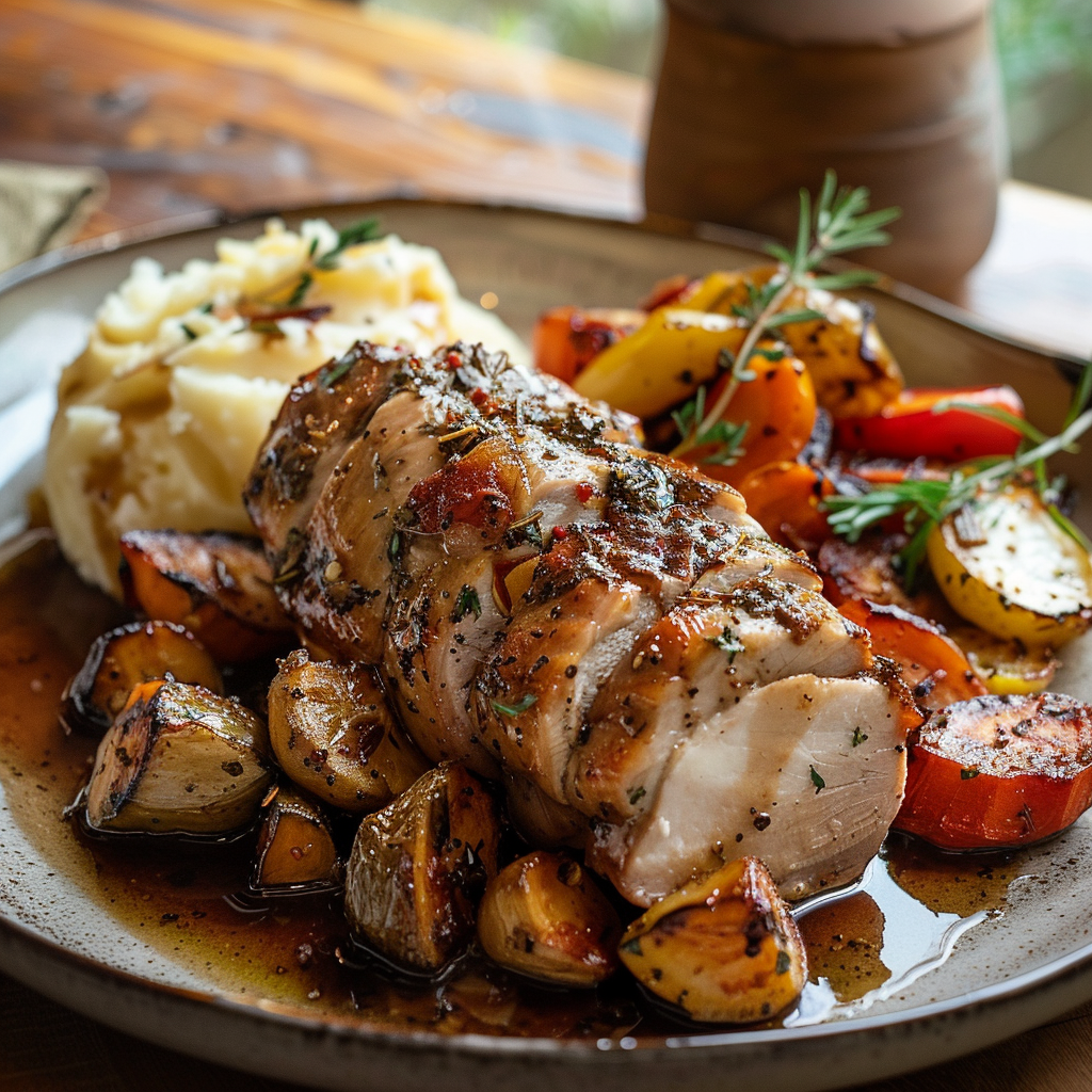 Pork Roast with Herb Gravy & Roasted Vegetables: Irresistible Comfort Food Delight 3 Pork Roast with Herb Gravy & Roasted Vegetables