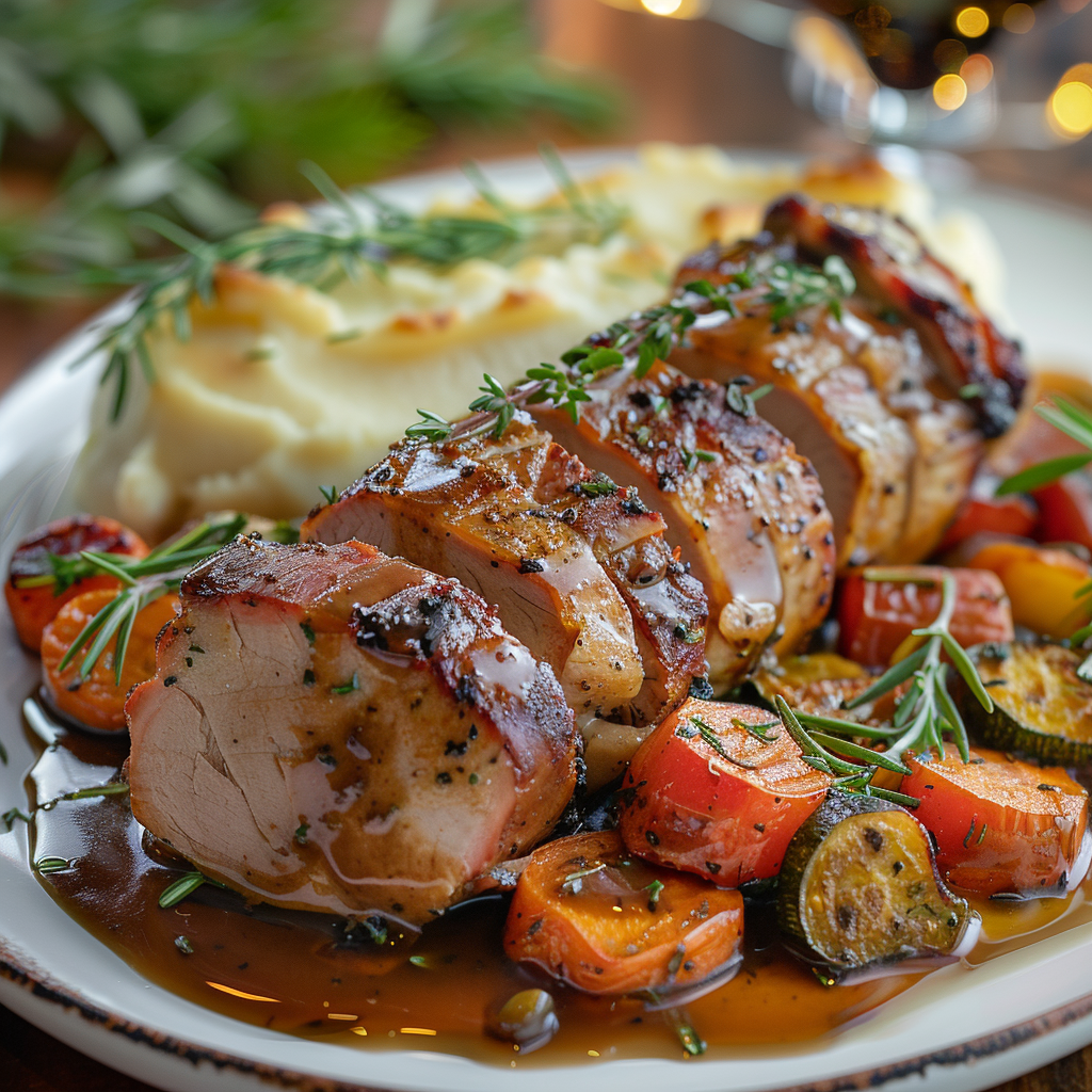 Pork Roast with Herb Gravy & Roasted Vegetables