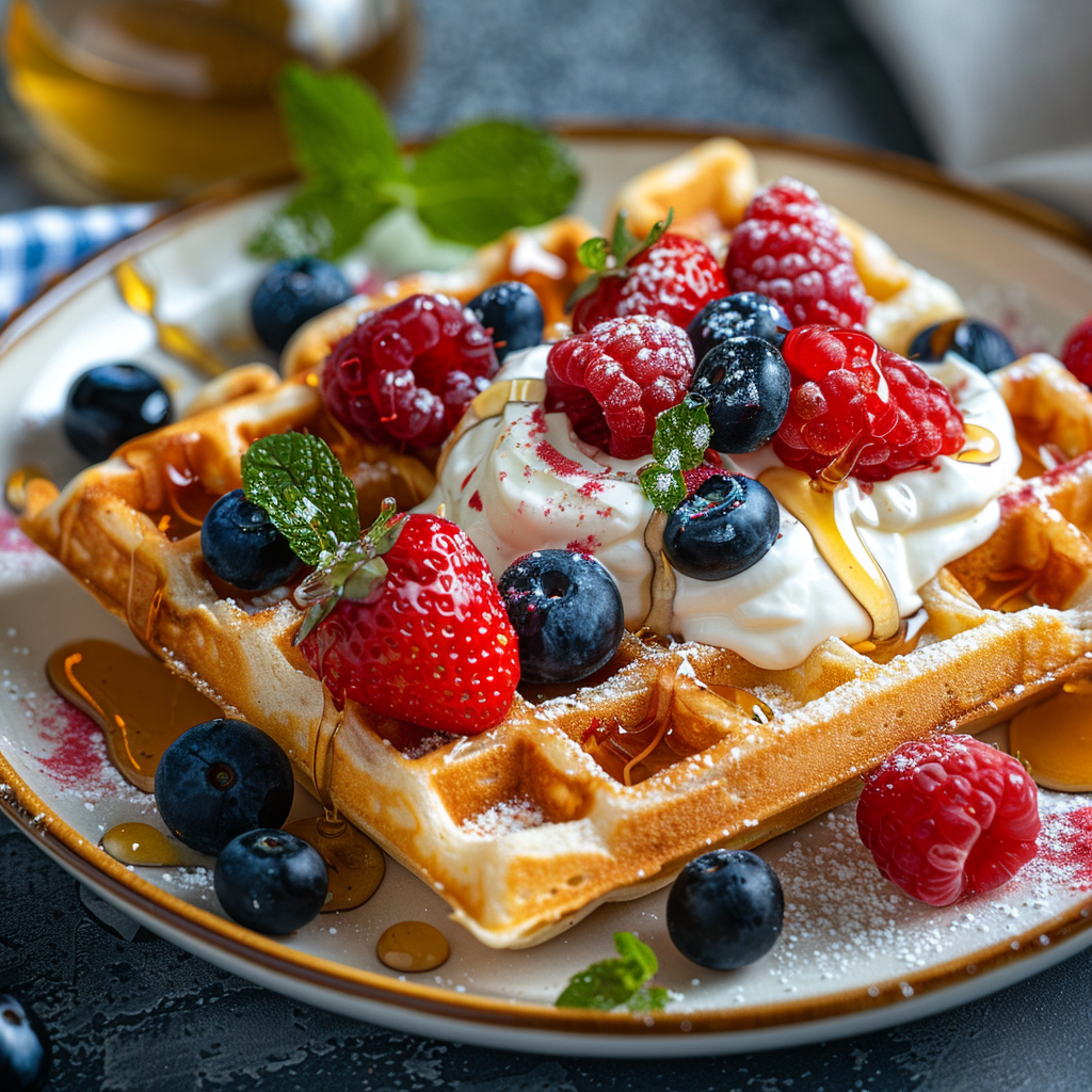 Protein Waffles with Greek Yogurt & Honey: Irresistibly Delicious! 4 Protein Waffles with Greek Yogurt & Honey