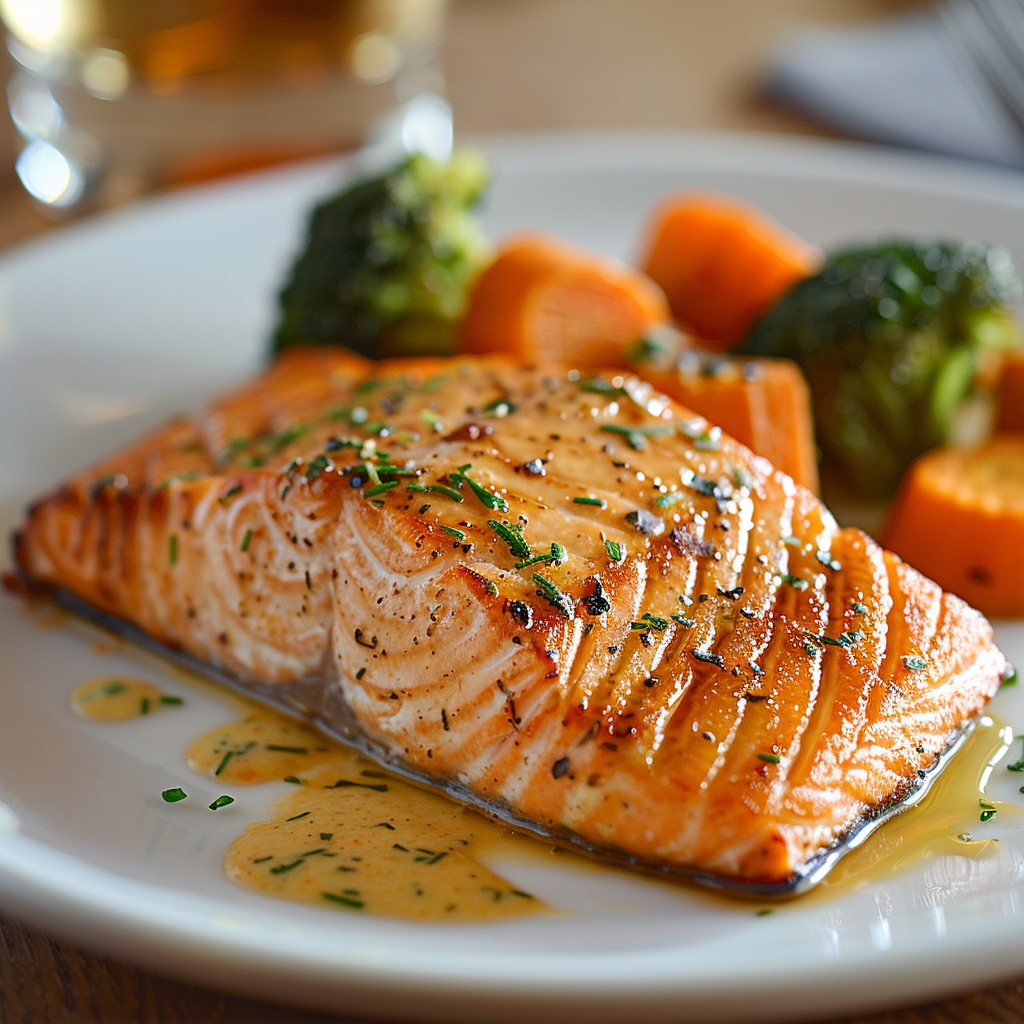 Quick Baked Salmon & Steamed Veggies