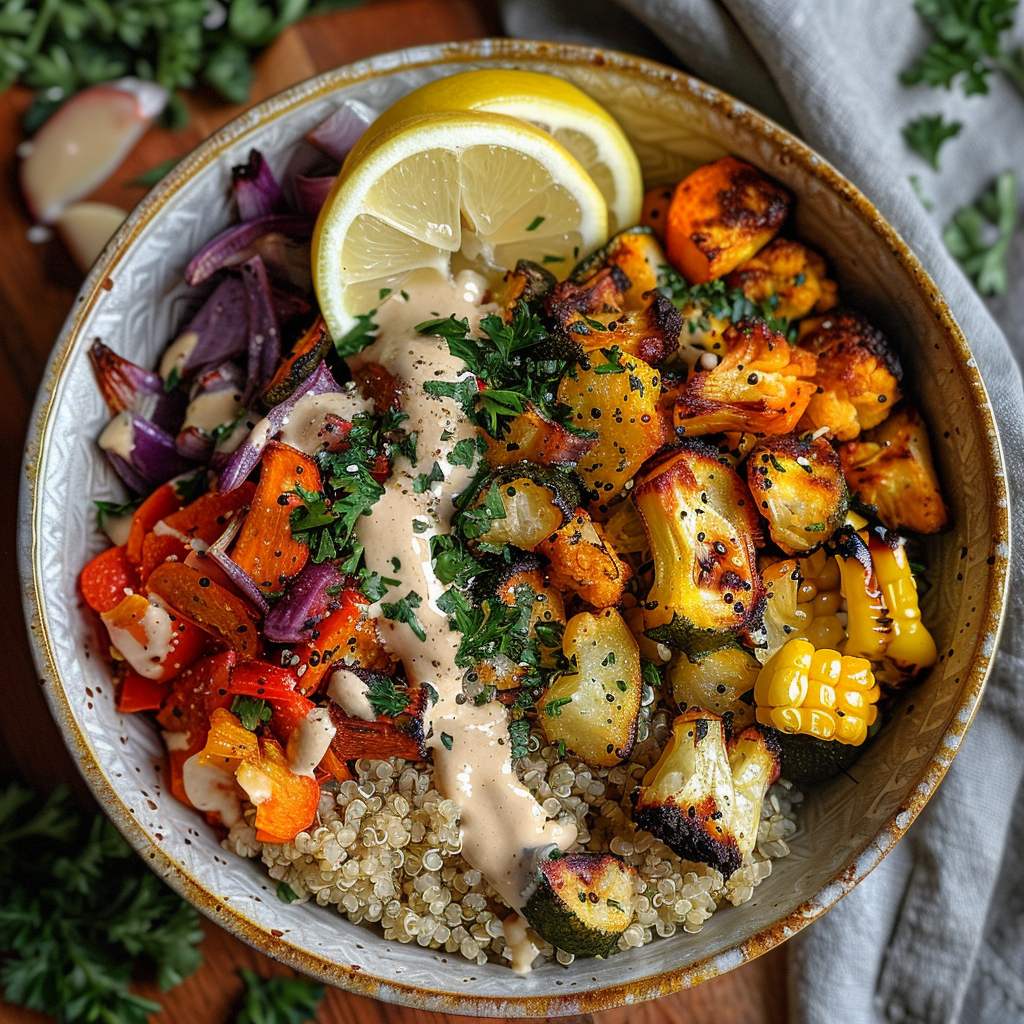 Roasted Veggie & Quinoa Bowl with Tahini