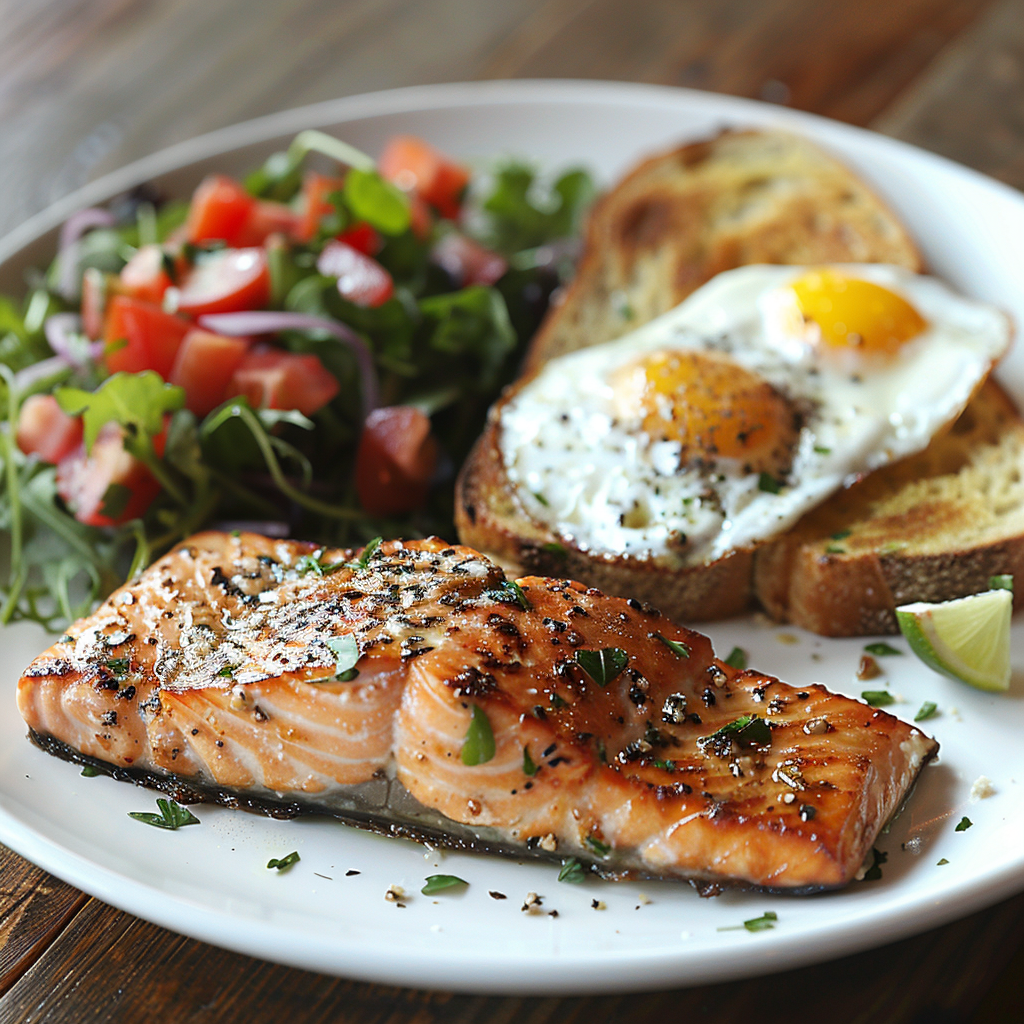 Seared Salmon & Eggs Breakfast Plate: Your Irresistible Morning Delight 2 Seared Salmon & Eggs Breakfast Plate