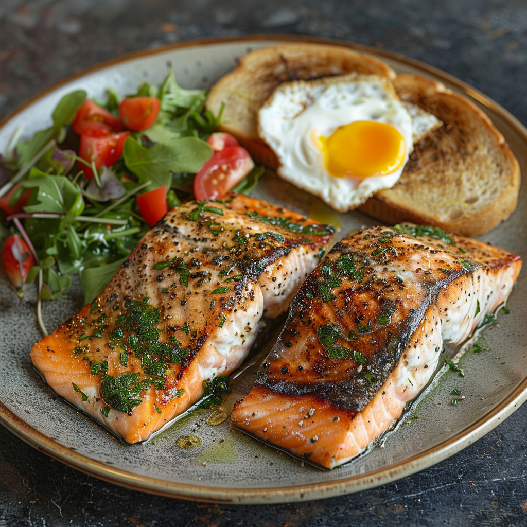 Seared Salmon & Eggs Breakfast Plate