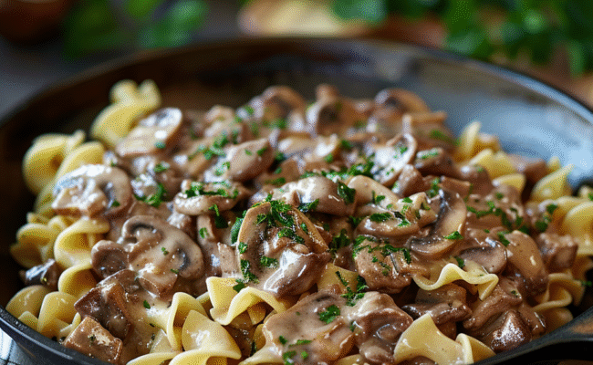 Skillet Beef Stroganoff with Mushrooms: Quick & Creamy Comfort Food Delight