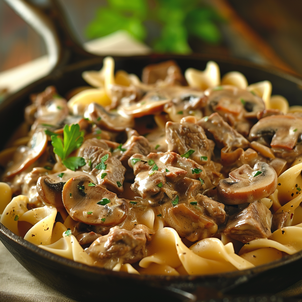 Skillet Beef Stroganoff with Mushrooms