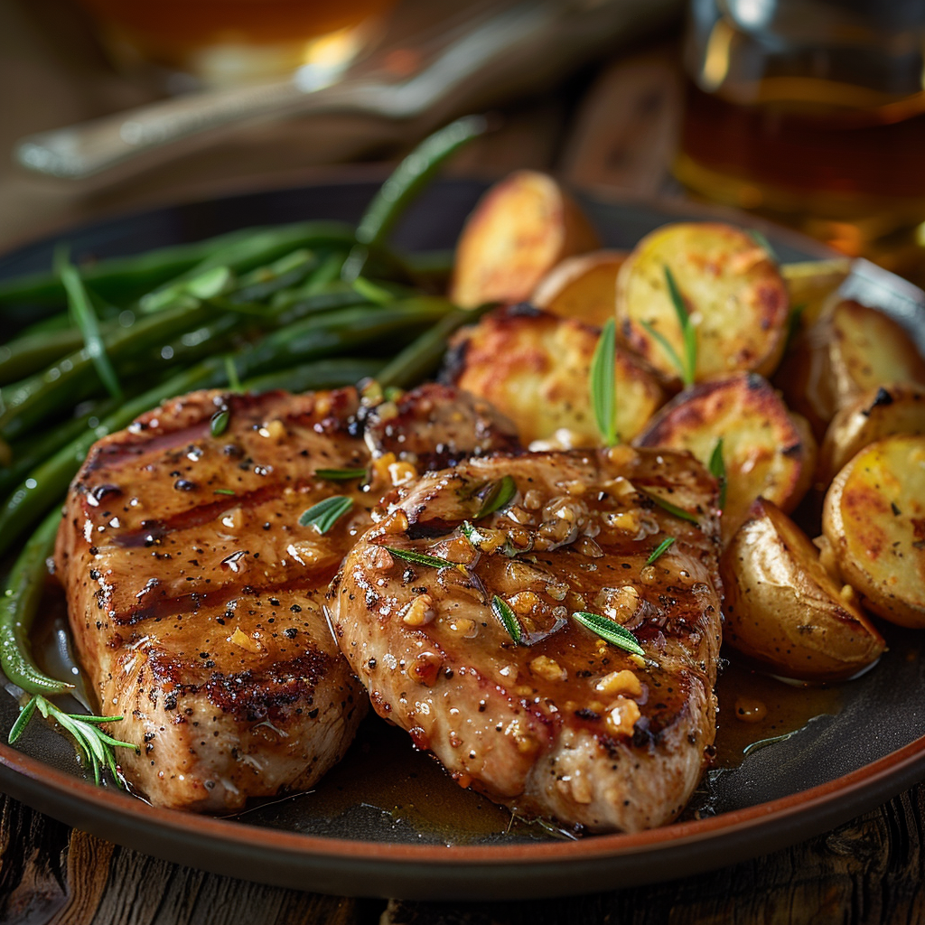 Skillet Pork Chops with Honey Mustard Glaze