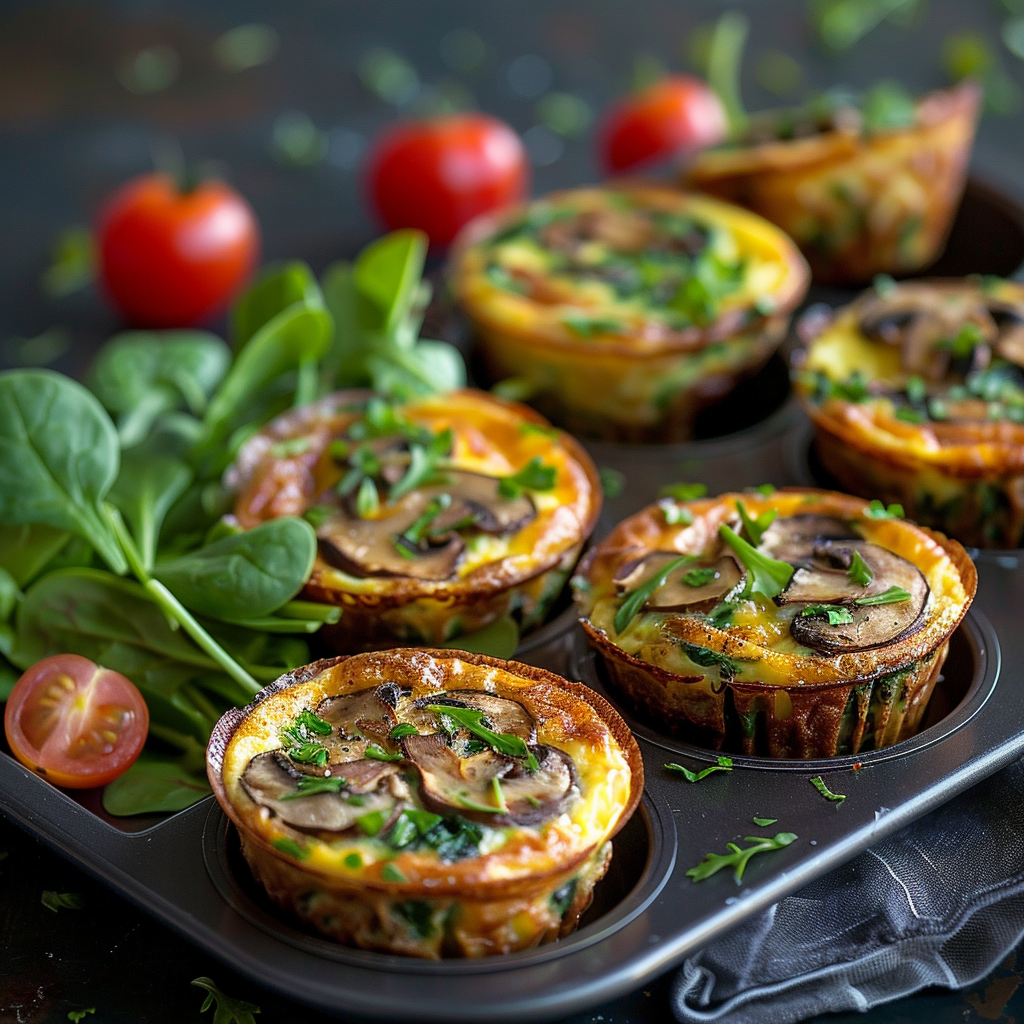 Spinach Mushroom Egg Muffins (Low Carb) - Quick & Healthy Recipe 2 Spinach Mushroom Egg Muffins (Low Carb)