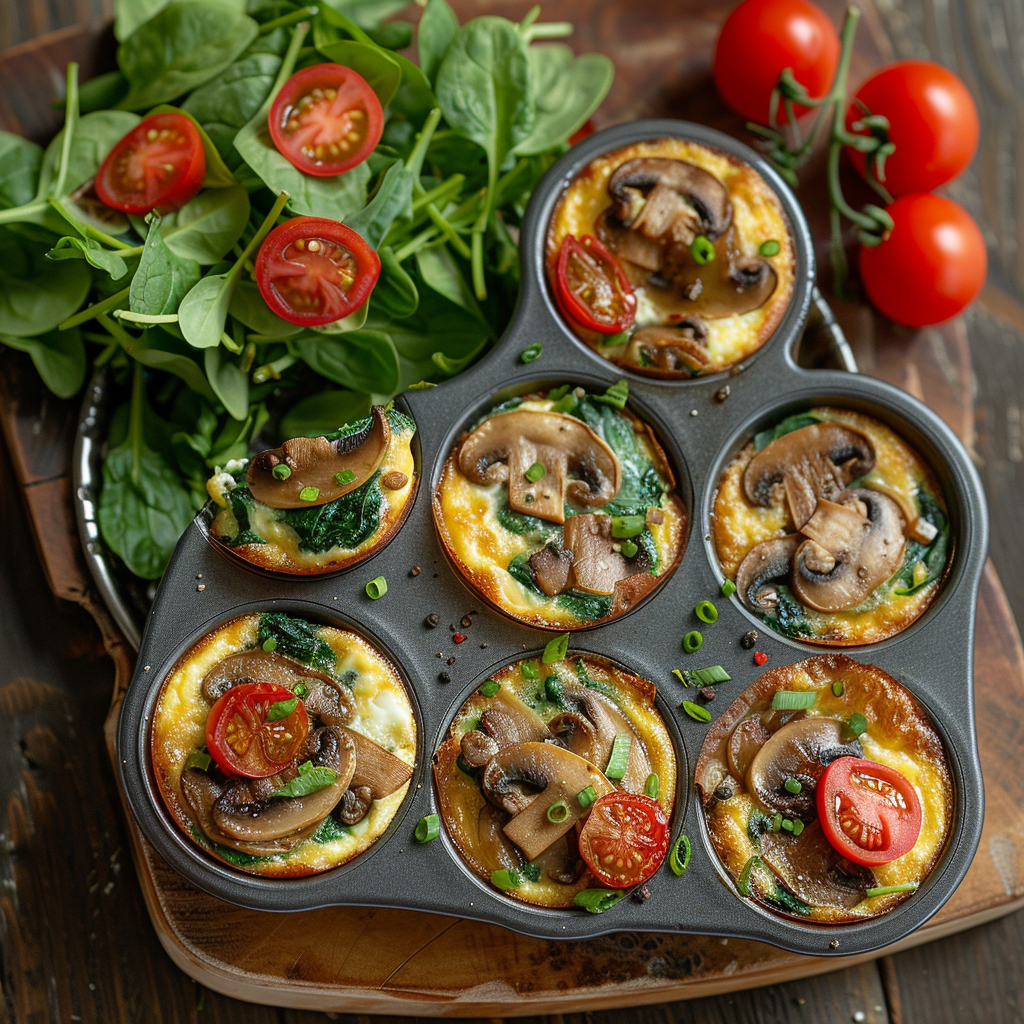 Spinach Mushroom Egg Muffins (Low Carb) - Quick & Healthy Recipe 3 Spinach Mushroom Egg Muffins (Low Carb)
