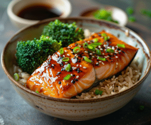 Delicious Teriyaki Salmon Bowl with Brown Rice | Healthy & Easy Recipe