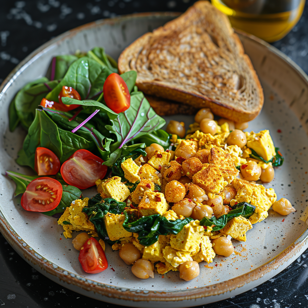 Tofu Scramble with Chickpeas & Spinach: Quick & Healthy Breakfast Delight 3 Tofu Scramble with Chickpeas & Spinach