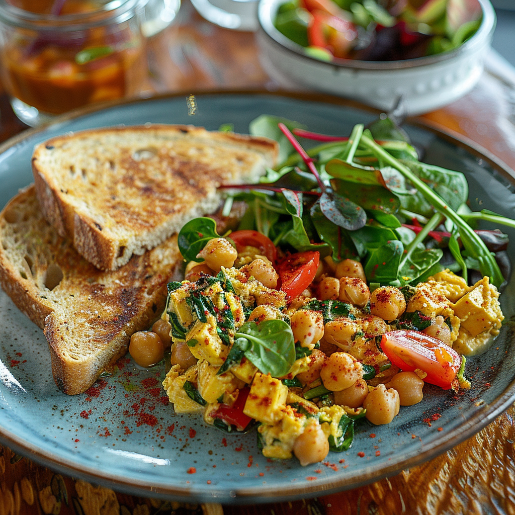 Tofu Scramble with Chickpeas & Spinach