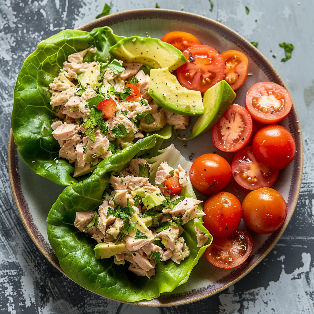 Tuna Salad Lettuce Wraps with Avocado
