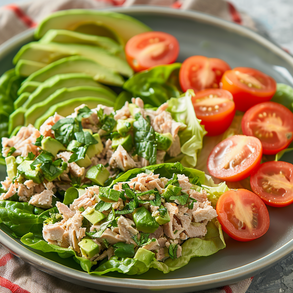 Tuna Salad Lettuce Wraps with Avocado: Quick & Healthy Delight 3 Tuna Salad Lettuce Wraps with Avocado