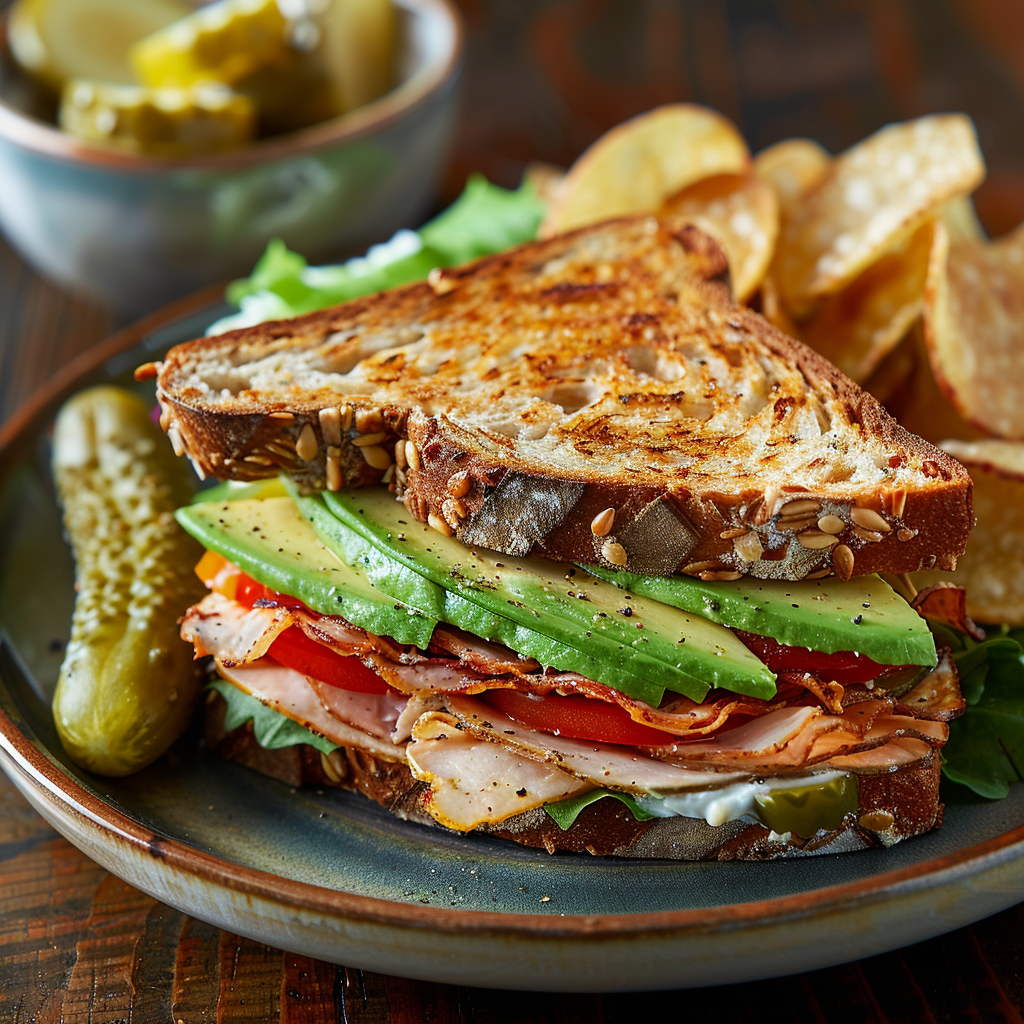 Turkey Avocado Club Sandwich on Whole Grain: Irresistibly Delicious 5 Turkey Avocado Club Sandwich on Whole Grain