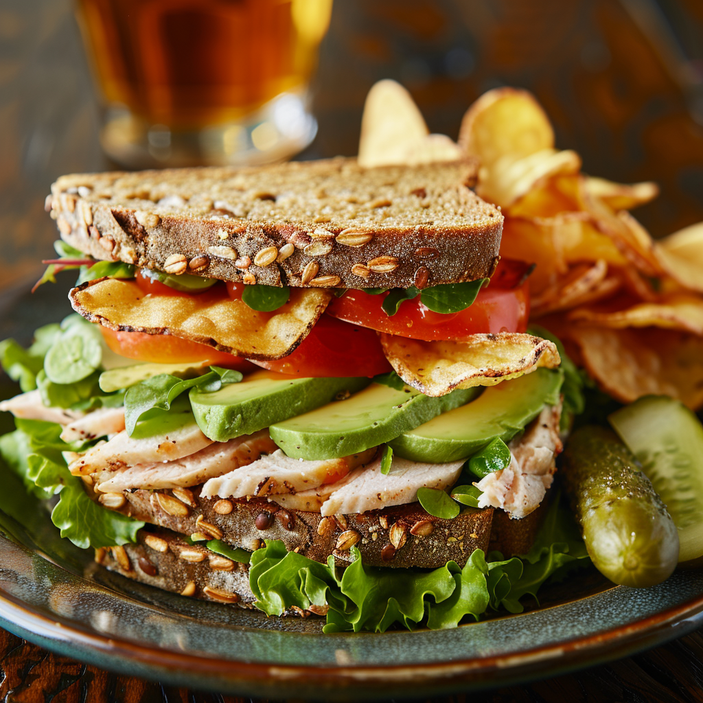 Turkey Avocado Club Sandwich on Whole Grain: Irresistibly Delicious 4 Turkey Avocado Club Sandwich on Whole Grain