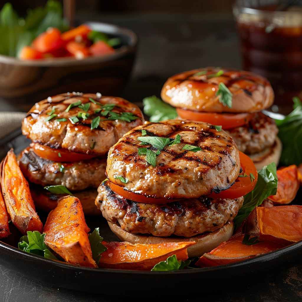 Turkey Burger Sliders with Sweet Potato Fries