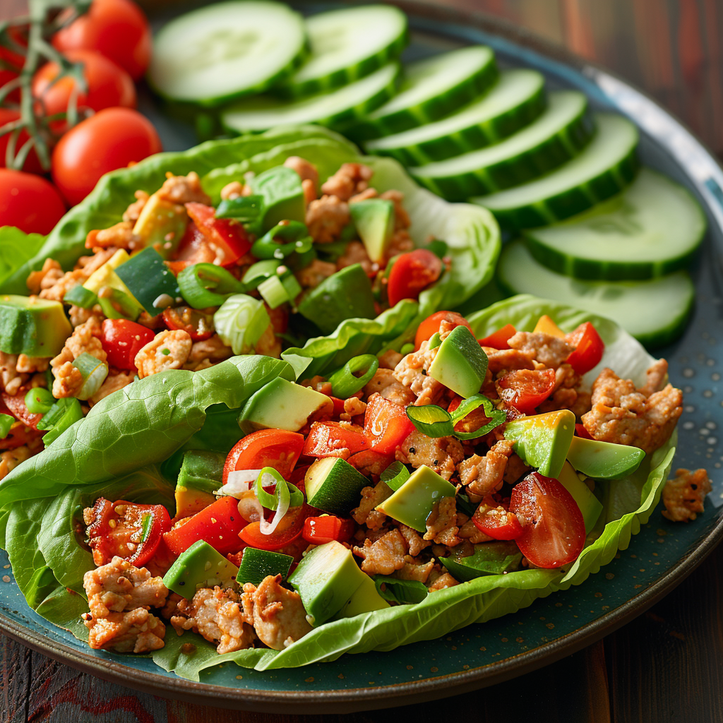 Turkey Lettuce Wraps with Avocado & Veggies: Delicious & Healthy Recipe 2 Turkey Lettuce Wraps with Avocado & Veggies