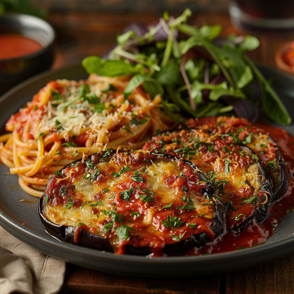 Vegetarian Eggplant Parmesan with Marinara