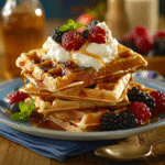 Whole Grain Waffles with Greek Yogurt & Honey