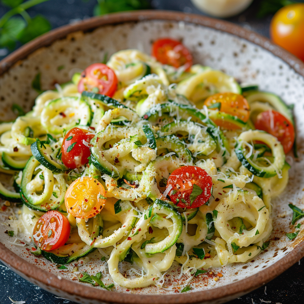 Zoodle Alfredo with Cauliflower Sauce