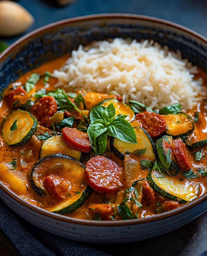 Zucchini Chorizo Coconut Curry