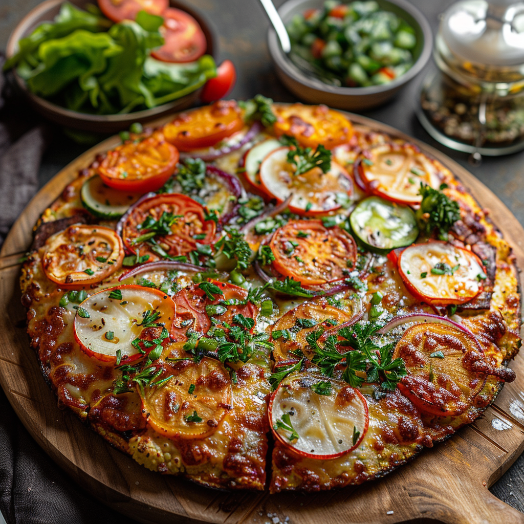 Cauliflower Crust Pizza with Veggie Toppings: Irresistibly Healthy Delight 2 Cauliflower Crust Pizza with Veggie Toppings