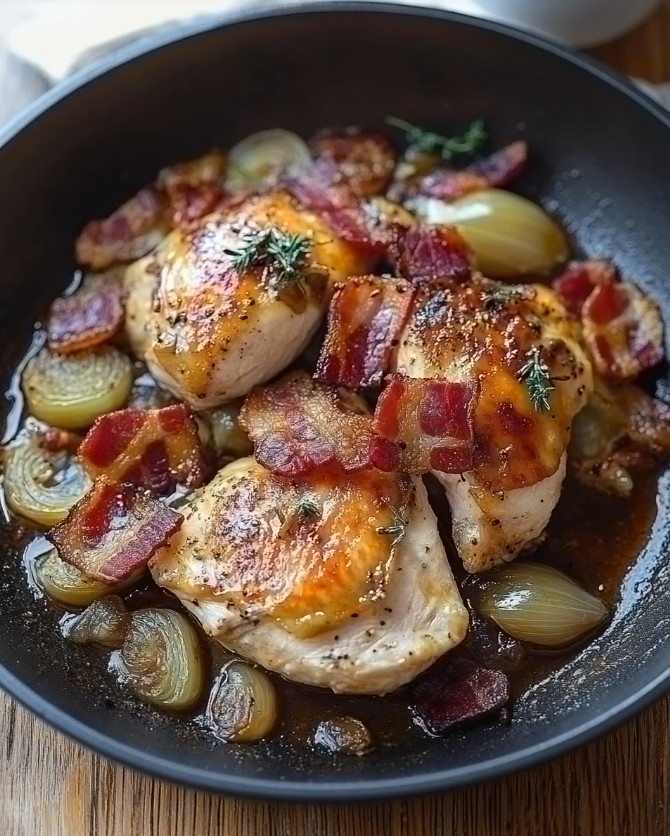 Chicken Bacon Fricassée: Savory & Easy Recipe for Dinner 2 Chicken Bacon Fricassée