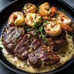 Garlic Creamed Steak Shrimp